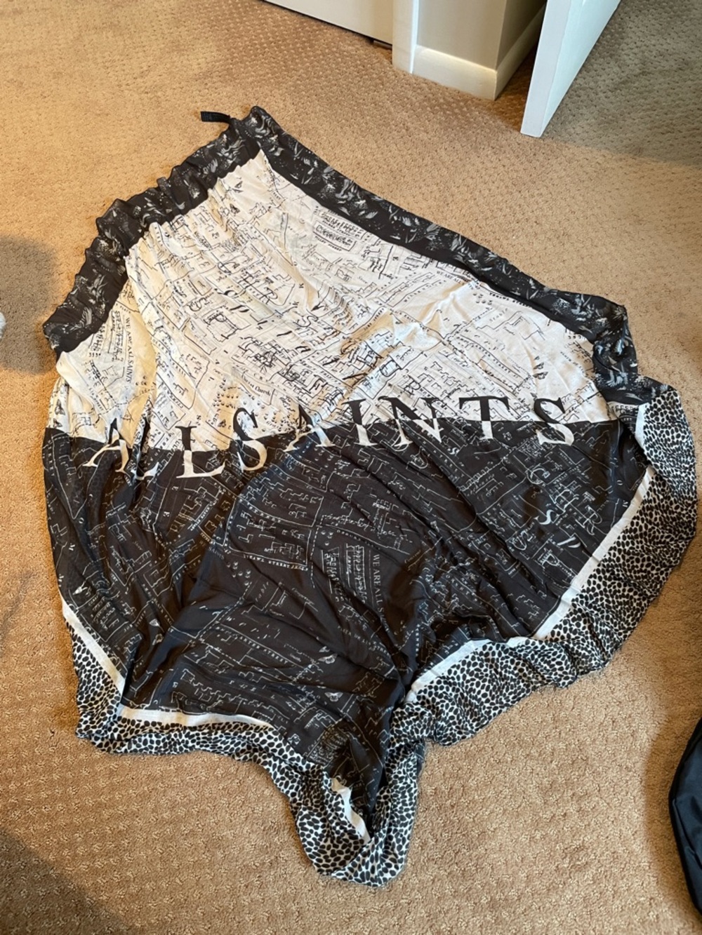 All Saints Black and White Printed Scarf Wrap